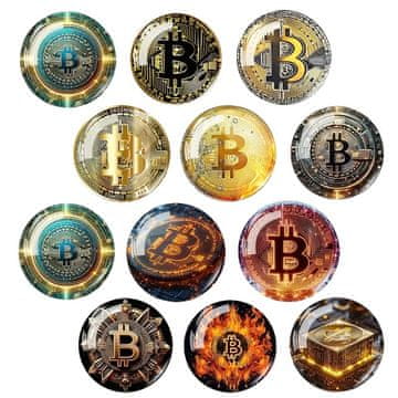 Miješani dizajni staklenih magneta za hladnjak s Bitcoin BTC-om