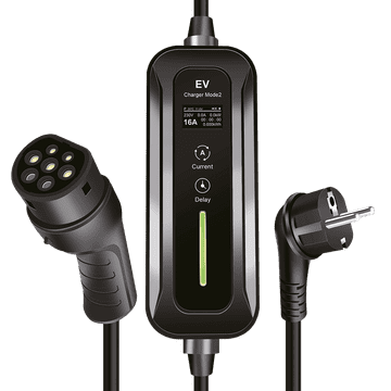 Mobilna punionica za električna vozila Tip 2 CEE 7/7 za Tip 2 3,6 kW 16A 1-fazni Kabel za hitne slučajeve 5 m s vrećicom LogiLink LCD za BEV PHEV