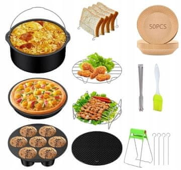 Import XXL SET OD 15 DODATAKA ZA FRITEZU OD 8” ZA PEČENJE TIJESTA ZA PIZZU pribor za friteze