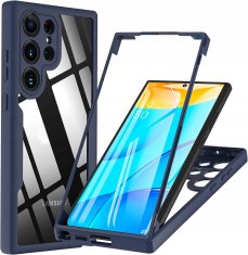 360° maska za Samsung Galaxy S23 Ultra 5G plava s Hensyple folijom za kućište