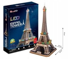 Bic 3D slagalica Eiffelov toranj LED pozadinsko osvjetljenje Cubicfun L091h