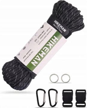 10-nitni paracord konop 30 m crni padobranski preživljavanje