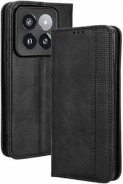 Xiaomi 14 Pro Flip Case Crni novčanik PU Kožna Magnetska Futrola TPU Preklop