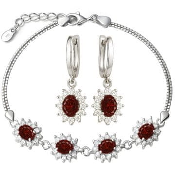 Elegantni set od srebra 925 - rubini i blistavi cirkoni za žene