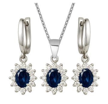 Ženski set nakita od 925 srebra sa safirnim kristalom i blistavim kubnim cirkonima