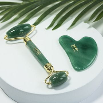 Set valjka + Gua Sha kamenja za masažu i opuštanje - zeleni Yeye Jade