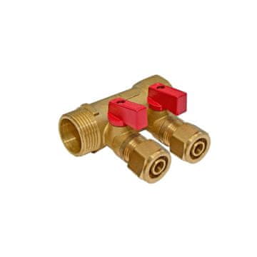 Idmar PEX razdjelnik 1" x 16 mm x 2 s ventilima za toplu vodu