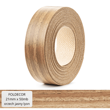 Rubni trak za namještaj od melamina boje oraha boje svijetlog Lyona s vrućim ljepilom 21 mm (50 m)