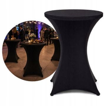 Okrugli pokrov za stol 80 cm elastičan Nuforma Banquet crni