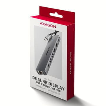 AXA Axagon HMC-7HX2 USB Hub, 2x USB-A, 1x USB-C, 15cm kabel