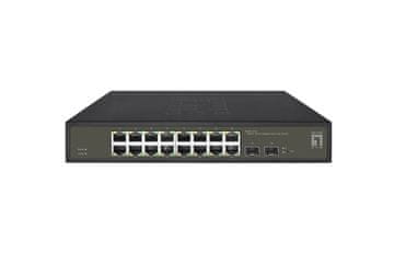Level One LevelOne GES-1851 18-portni Gigabit Smart Lite mrežni prekidač, 16x RJ45, 2x SFP