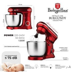 Berlingerhaus 1500 W Burgundy Metallic Line kuhinjski robot
