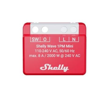 Shelly Shelly Wave 1PM Mini LR Z-Wave relej Crvena