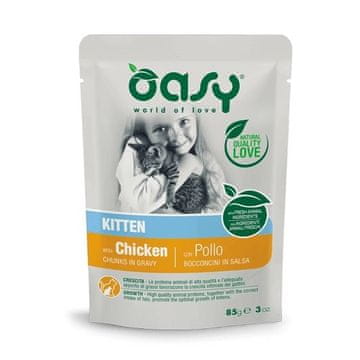 Oasy OASY Chunks in gravy Kitten Piletina, mokra hrana za mačiće, 85g