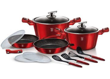 Berlingerhaus Set kuhinjskog posuđa od 13 dijelova s mramornim finišem Burgundy Metallic Line I