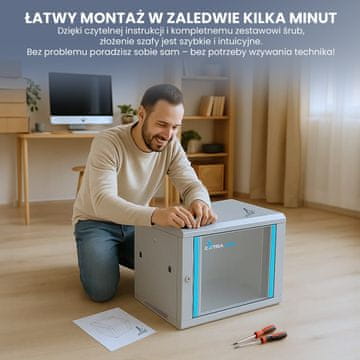 Extē Extralink Zidni ormarić za rek 9U 600x600mm, sivi