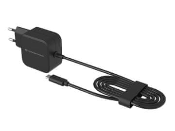 Conceptronic Conceptronic 67W GaN zidni punjač s integriranim USB-C kabelom, crni