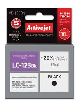 ActiveJet Zamjenska tinta Activejet AB-123BN za Brother LC123Bk/LC121Bk, crna, 15ml, XL