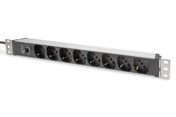Digitus Digitus PDU, 8 talijanskih utičnica, profil od aluminija, osigurač, kabel 2m, crn