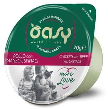 Oasy OASY More Love Piletina s govedinom i špinatom - mokra hrana za mačke - 70g