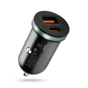 slomart everActive CC-30Q auto punjač USB + USB-C, QC 3.0 PD, 35W, crni