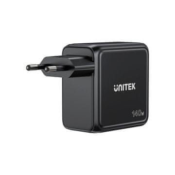 Unitek UNITEK GAN punjač s zaslonom, 140W, 3xUSB-C, crni