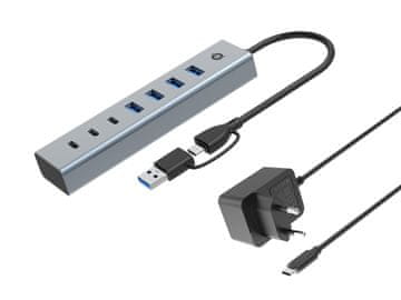 Conceptronic Conceptronic HUBBIES20GP USB 3.0 Hub s napajanjem, 7 portova, Siva