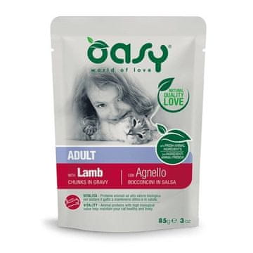 Oasy OASY mokra hrana za mačke, Komadići u umaku od janjetine, 85g