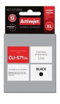 ActiveJet Activejet ACC-571BNX XL zamjenska tinta za Canon CLI-571XLBk, crna, 12 ml
