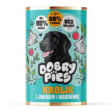 slomart DOBRY PIES Kunić s jabukom i mrkvom - Mokra hrana za pse - 400 g