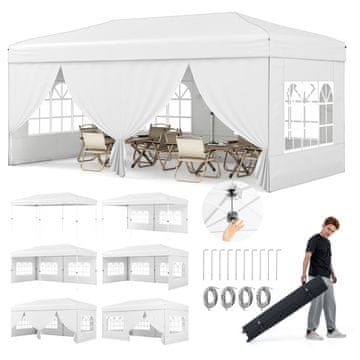 Northix 10x20 Pop-Up šator s nadstrešnicom i 6 bočnih stijenki, torba na kotačima