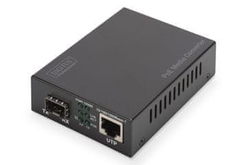 Digitus Digitus DN-95317 Gigabit PoE medijski pretvarač, RJ45 / SFP, crni