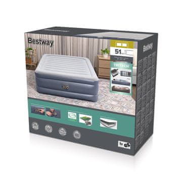 slomart Bestway Tritech Queen zračni madrac s ugrađenom AC pumpom, 2.03m x 1.52m x 51cm
