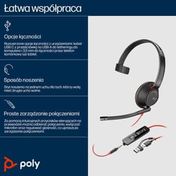 HP HP Poly Blackwire 5210 slušalice Monaural USB-C + adapter