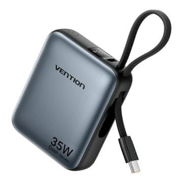 Vention Power Bank Vention, 10000mAh, 35W, sa USB-C kabelom (siva)