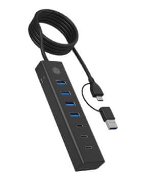 IcyBox ICY BOX IB-HUB1737-C3 USB 3.2 Gen 1 Type-C hub, 5000 Mbit/s, aluminij, crni