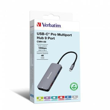Verbatim Verbatim CMH-09 USB Type-C Hub 10000 Mbit/s srebrni