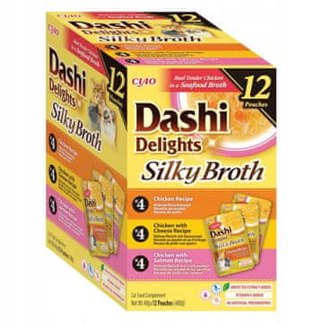 Inaba INABA Dashi Delights Silky Broth Piletina i losos - mokra hrana za mačke, 12x40g