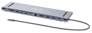 slomart Manhattan Docking Station 12-u-1, 4K HDMI, DisplayPort, USB-A