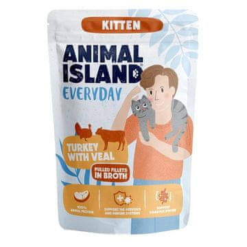 Animal ANIMAL ISLAND Everyday Kitten mokra hrana - Turska s teletinom u umaku - 85g