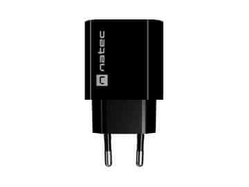 NAT NATEC RIBERA zidni punjač, 20W, 1x USB-A + 1x USB-C, crni