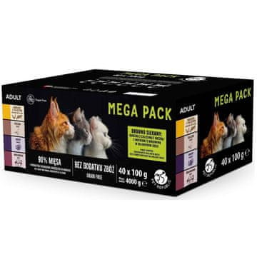 MEGA PETREPUBLIC Mega Pack mokra hrana za mačke - Piletina, telad, pačetina, puretina, govedina, 40x100g
