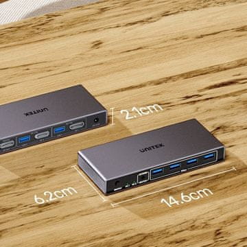 Switch UNITEK H1104AGY KVM prekidač 8K@60Hz, USB 3.0 5Gbps, DisplayPort, sivi