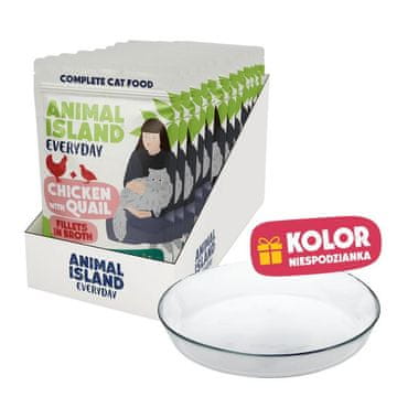 Animal ANIMAL ISLAND Everyday Piletina s prepelicom u umaku - mokra hrana za mačke - 12x85g + besplatan tanjur