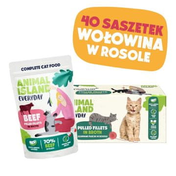 Animal ANIMAL ISLAND mokra hrana za mačke, govedina u umaku, 40x85g
