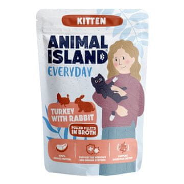 Animal ANIMAL ISLAND Everyday Kitten mokra hrana - Turska s kunićem u umaku - 85g