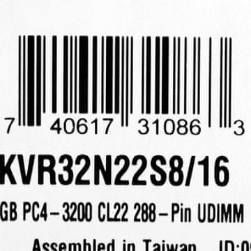 KIN Kingston KVR32N22S8/16 memorijski modul 16 GB DDR4 3200 MHz