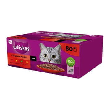 Whiskas WHISKAS Classic Meals u umaku Perad, Janjetina, Govedina, Piletina - mokra hrana za mačke - 80x85g