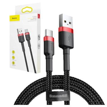 BASEUS Cafule 3A USB na USB-C kabel 0,5 m (crveno-crni)