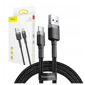 BASEUS Cafule 3A USB na USB-C kabel 1m (sivo-crni)